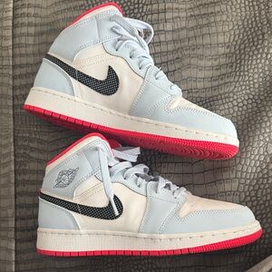 Nike Kids Light Blue High-Top Sneakers with Pink Outsole